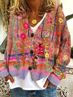 W&W - Retro-Cardigan für Damen - Bedruckter Stil