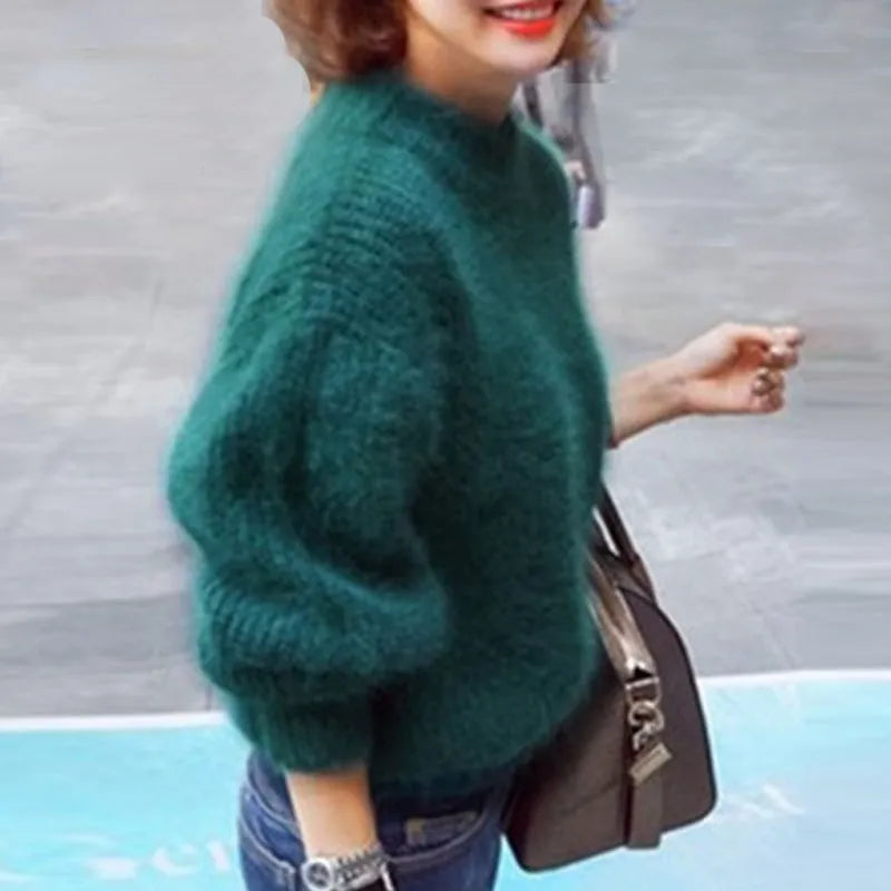 Drune Taylor - Locker gestrickter Pullover in fester Farbe - Vintage Angora Pullover
