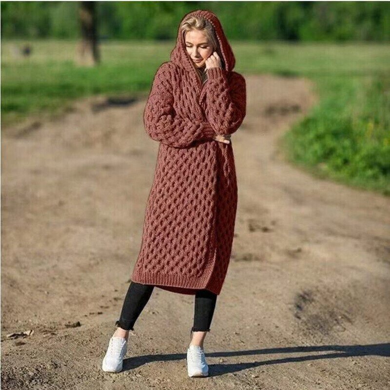 Ida | Warme Damen-Strickjacke mit Kapuze