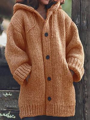 Liane | Schlichte, locker sitzende Strickjacke mit Kapuze
