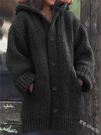 Liane | Schlichte, locker sitzende Strickjacke mit Kapuze
