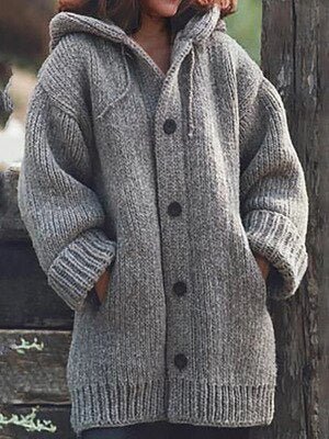 Liane | Schlichte, locker sitzende Strickjacke mit Kapuze