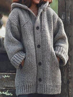 Liane | Schlichte, locker sitzende Strickjacke mit Kapuze