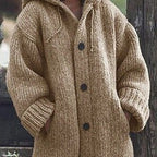 Drune Hutkragen Schlichte, locker sitzende, langärmelige Strickjacke
