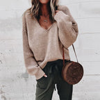 Drune Lose V-Ausschnitt Stricktop Pullover