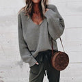Drune Lose V-Ausschnitt Stricktop Pullover