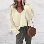 Drune Lose V-Ausschnitt Stricktop Pullover